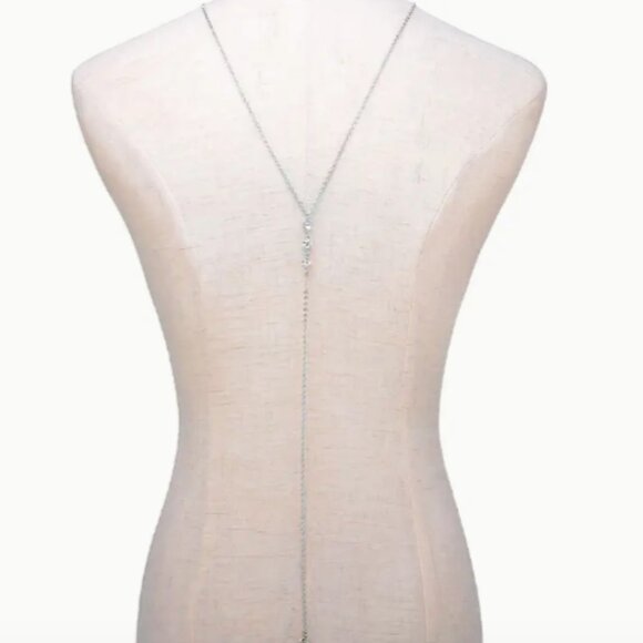 Silver Crystal Body Chain Pendant Necklace - Picture 2 of 7